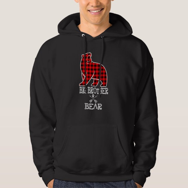 Storbror Björn Jul Pyjamas Röda Randig Buffel Hoodie (Framsida)