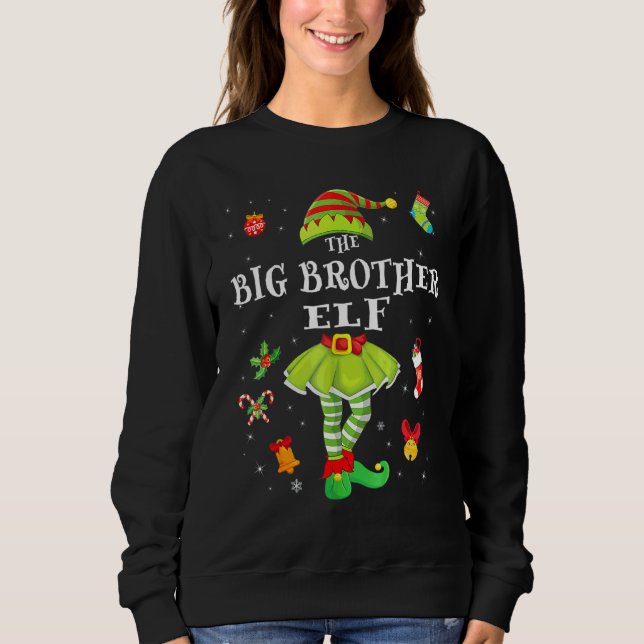 Storbror Elf Jul Familj Matchande Söt Xma T Shirt (Framsida)