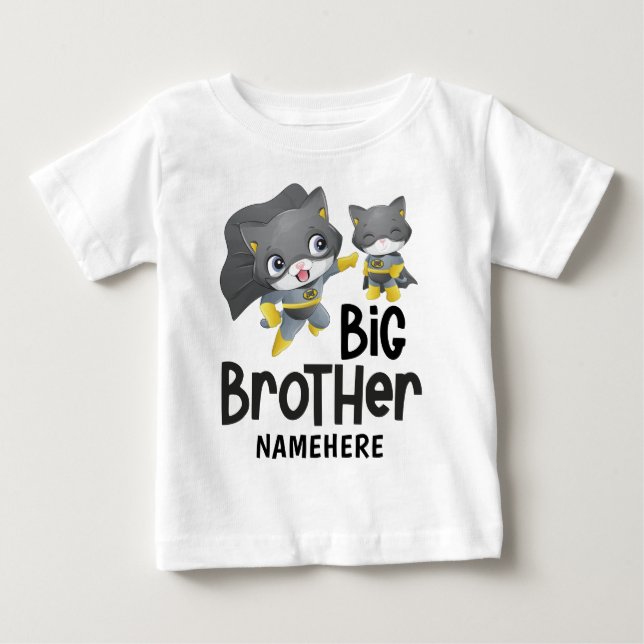 Storbror superhjälte katt illustration anpassat na t shirt (Framsida)