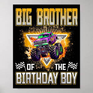 Storbror Till Födelsedags Pojken Monstertruck Föde Poster