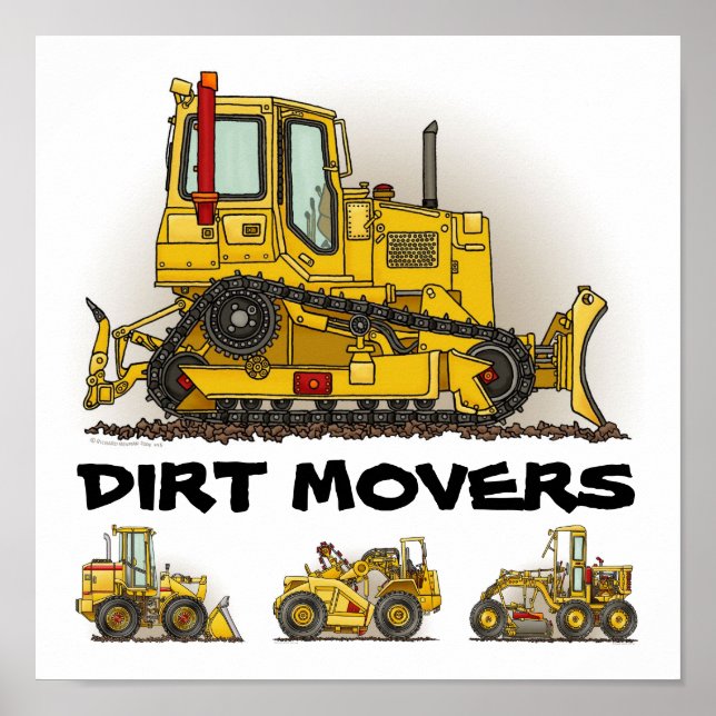 Storbulldozer Dozers Dirt Movers Poster Skriv ut (Framsidan)