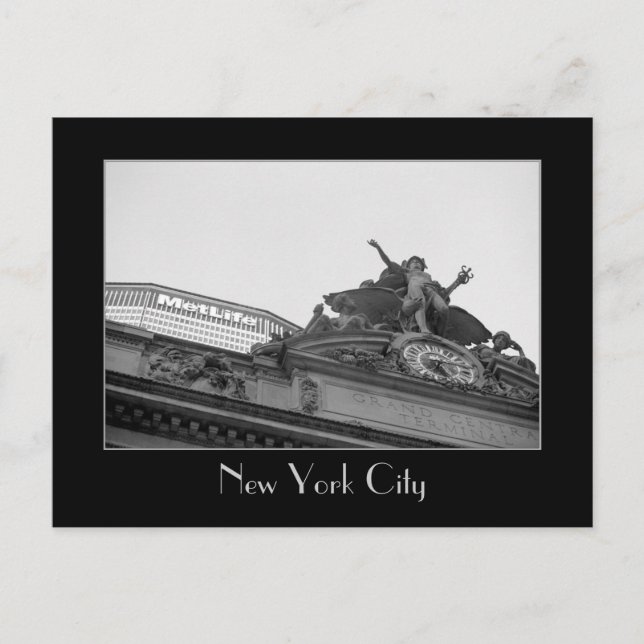 Storcentralen Station & Met Life Byggnad B&W Vykort (Framsida)