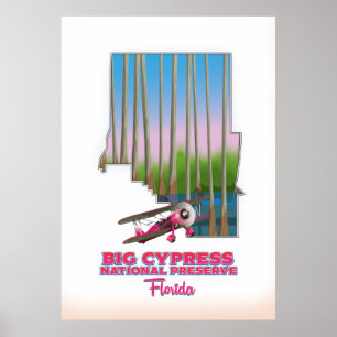 Storcypress nationalreservat Florida karta Poster
