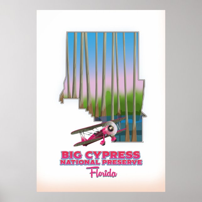 Storcypress nationalreservat Florida karta Poster (Framsidan)