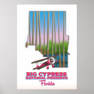 Storcypress nationalreservat Florida karta Poster