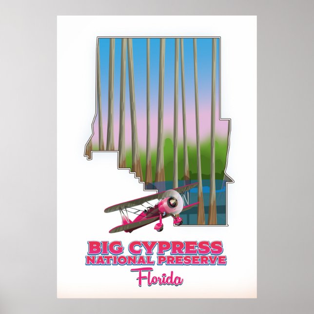 Storcypress nationalreservat Florida karta Poster (Framsidan)