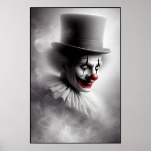 Störd Vintage Clown Med ett Onda Leende Poster