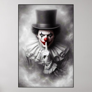 Störd Vintage Clown Med ett Onda Leende Poster