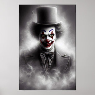 Störd Vintage Clown Med ett Onda Leende Poster