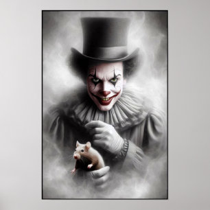 Störd Vintage Clown Med ett Onda Leende Poster