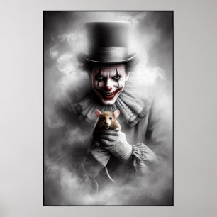 Störd Vintage Clown Med ett Onda Leende Poster