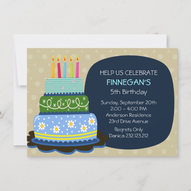 Stordagsdräkt för födelsedagspojke inbjudningar (Framsida)