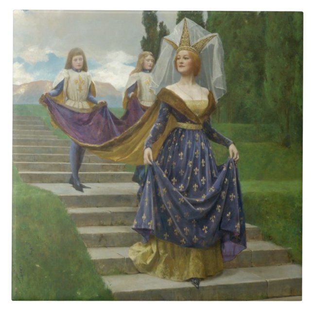 StorDam (medeltida Noble Woman) Kakelplatta (Framsidan)
