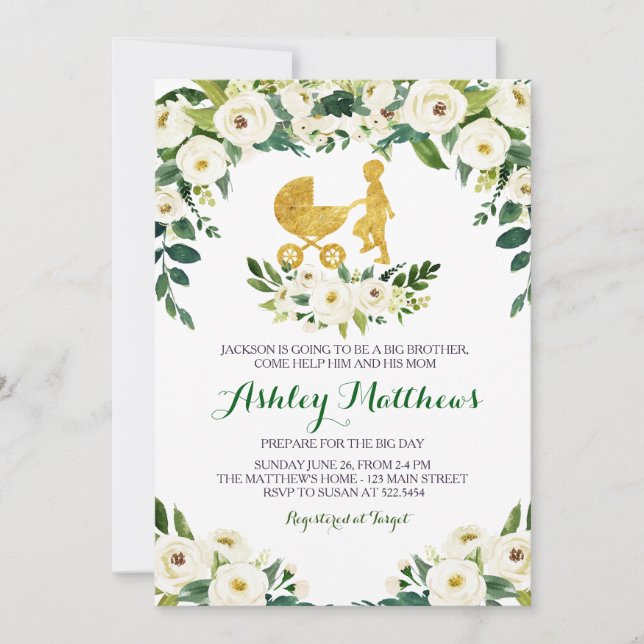 storebror, babydusch inbjudan (Framsida)