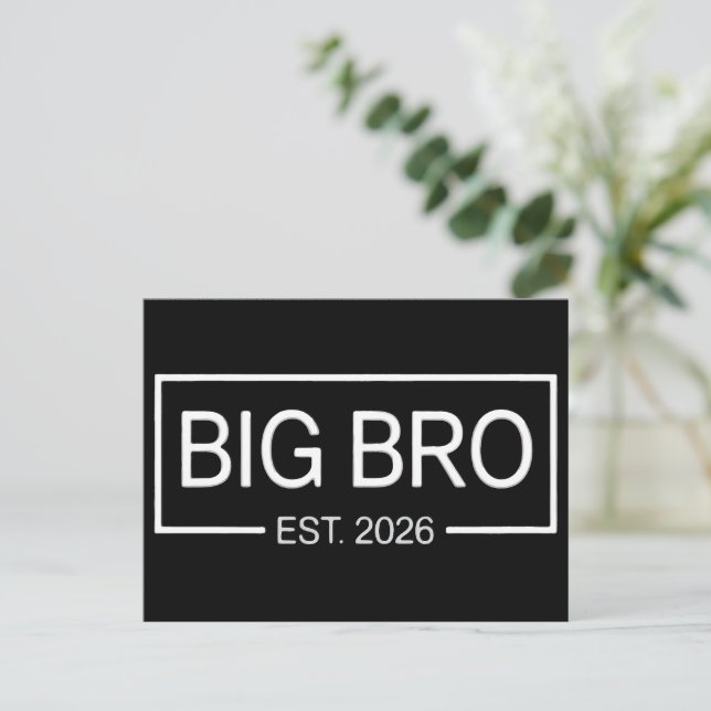Storebror Est. 2026 Nytt litet syskon Graviditet B Meddelande Vykort (Stående Fram)