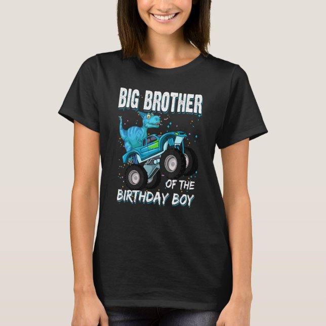 Storebror i födelsedagspojken Trex Dinosaur Mon T Shirt (Framsida)
