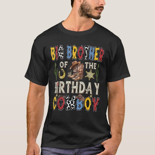 Storebror i födelsedagsstorebror CowBoy Rodeo Big  T Shirt (Framsida)