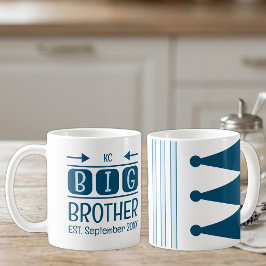 Storebror initialer est. månad år blå kaffemugg