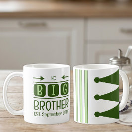 Storebror initialer est. månad år grön kaffemugg
