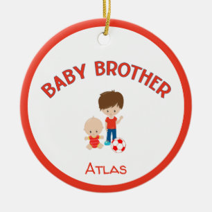 Storebror med Baby Brother Baby Namn år Julgransprydnad Keramik