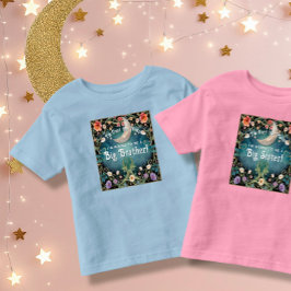 Storebror över Måne Blue Blommigt Baby Shower T Shirt
