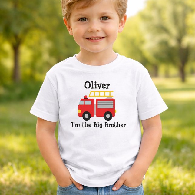 Storebror Personlig Röd Brandbilssyskon T Shirt (Skapare uppladdad)