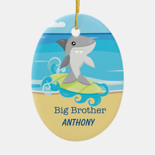 Storebror Shark Surfing Ornament (Framsidan)