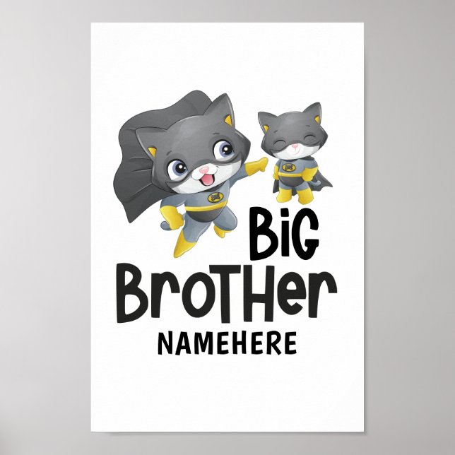 Storebror Superhjälte Katt Anpassat Namn Poster (Framsidan)