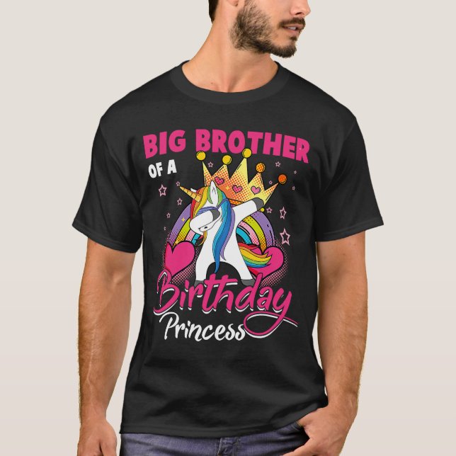 Storebror till födelsedagspaktusen Unicorn Dab T Shirt (Framsida)