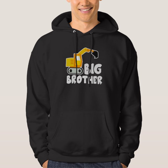 Storebror Tractor Småbarn Excavator Cute Hoodie (Framsida)