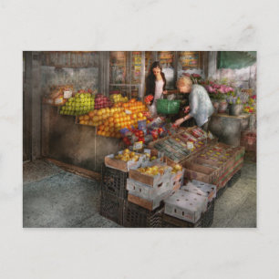 Storefront - Hoboken, NJ - plockning av färsk fruk Vykort