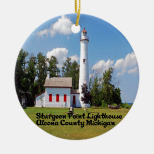 Stören pekar det ljusa huset Michigan Julgransprydnad Keramik