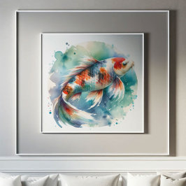 Storfärgad målarfärg Koi Fish Art Poster