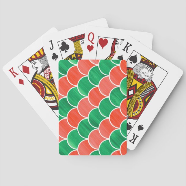 Storfärgad röd Grönt, målad geometrisk Mönster Spel Kort (Baksidan)