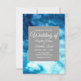 Storfärgad vattenfärgsblå Blommigt Modern Inbjudningar