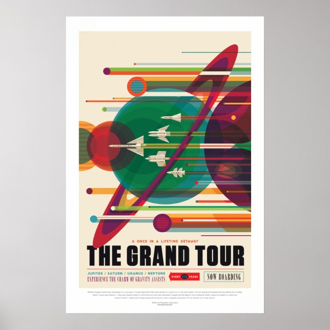 Storfärgad Vintage - Grand Tour Space Travel Poster (Framsidan)