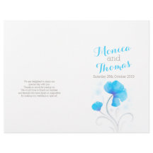 Storfärgat stort bröllopsprogram av blått vildfärg