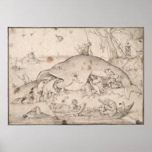 Storfiskad liten fisk av Pieter Bruegel Poster