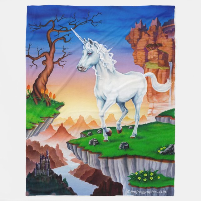 Storfleece filet fantasy Unicorn-design Fleecefilt (Framsidan)