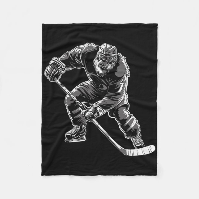 Storfoot som spelar hockeyspelare rolig Sasquatch- Fleecefilt (Framsidan)