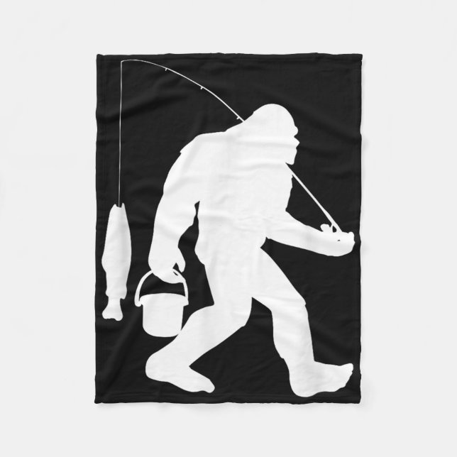 Storfootfiskeshirt rolig Sasquatch och fisk  Fleecefilt (Framsidan)