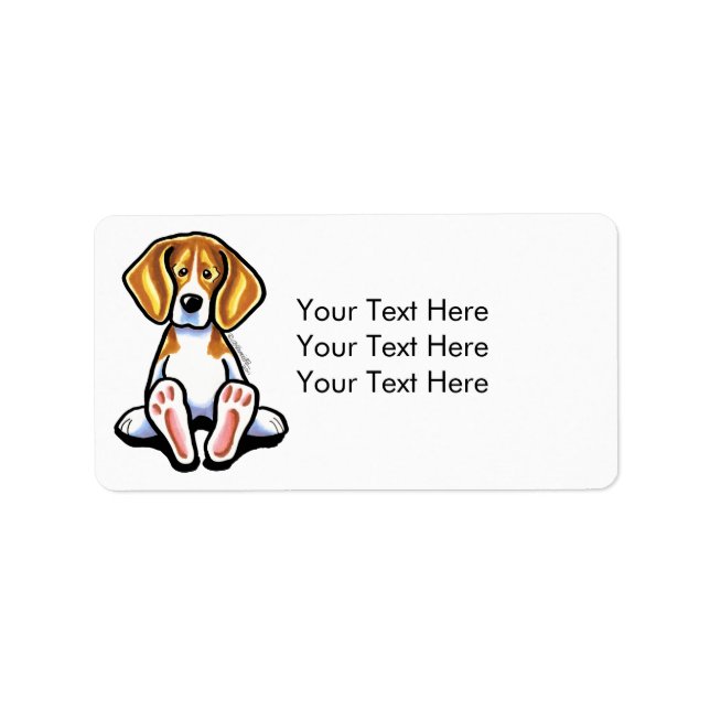 Storfot Beagle off-Leash Art™ medium Adressetikett (Framsidan)