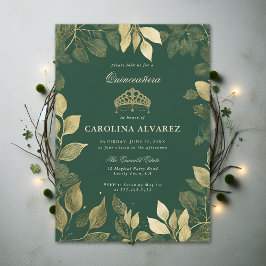 Storhertigdömet Forest Faux Guld Foliage Quinceane Inbjudningar