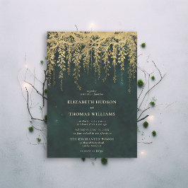 Storhertigdömet Forest Greenery Fairy Guld Bröllop Inbjudningar