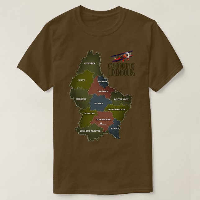 Storhertigdömet luxembourg karta t shirt (Design framsida)