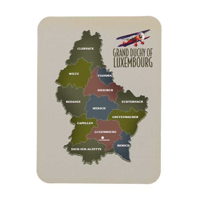Storhertigdömet Luxemburg karta Magnet (Vertikal)