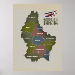 Storhertigdömet Luxemburg karta Poster