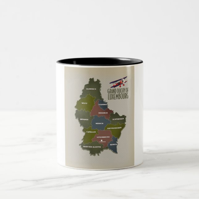 Storhertigdömet Luxemburg karta Två-Tonad Mugg (Center)