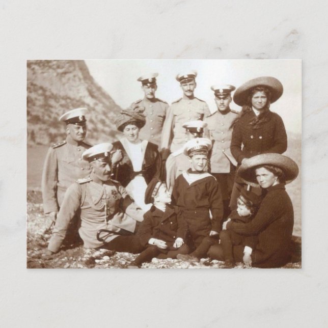 Storhertiginnan Olga, Maria och tsarevitch Alexis Vykort (Framsida)