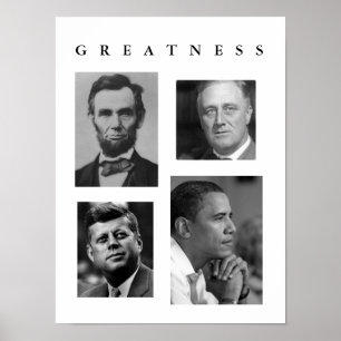 STORHETAFFISCH Lincoln, FDR, JFK, Obama Poster